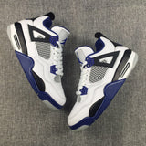 Nike Air Jordan 4 Retro Motosports White Black Blue Basketball Men !!! CYBER MONDAY SALE !!!