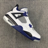 Nike Air Jordan 4 Retro Motosports White Black Blue Basketball Men !!! CYBER MONDAY SALE !!!