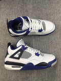 Nike Air Jordan 4 Retro Motosports White Black Blue Basketball Men !!! CYBER MONDAY SALE !!!