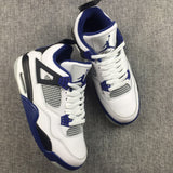 Nike Air Jordan 4 Retro Motosports White Black Blue Basketball Men !!! CYBER MONDAY SALE !!!