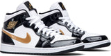 Nike Air Jordan 1 Mid Patent 'Black Gold' Shoes Basketball Men !!! CYBER MONDAY SALE !!!