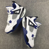 Nike Air Jordan 4 Retro Motosports White Black Blue Basketball Men !!! CYBER MONDAY SALE !!!