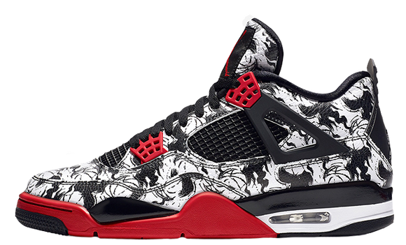 Nike Air Jordan 4 Tatoos Black White Red Basketball Men !!! CYBER MONDAY SALE !!!