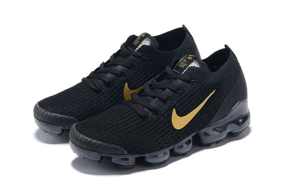 Nike Air Vapormax Flyknit 3 Black Gold White Shoes Sneakers Men !!! CYBER MONDAY SALE !!!